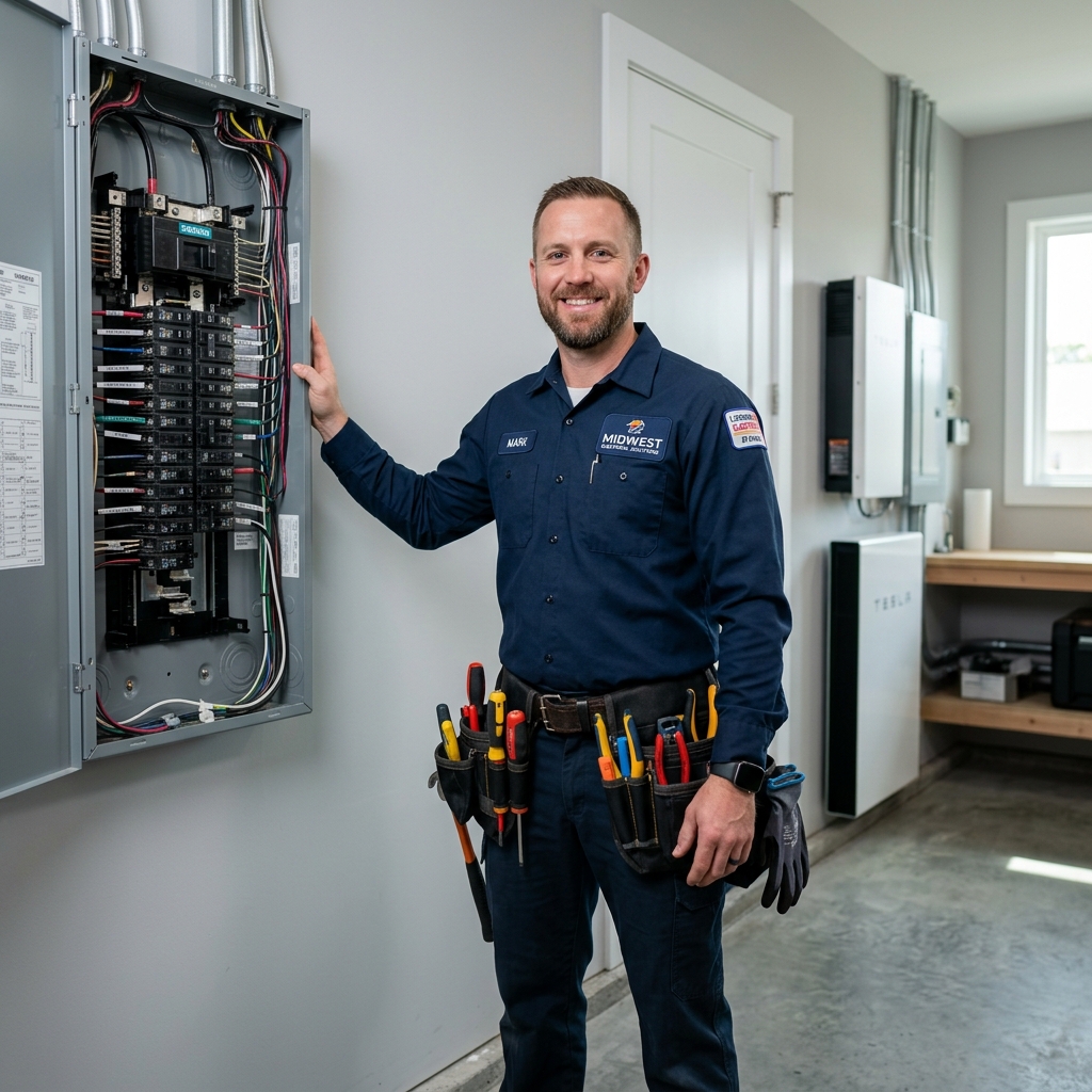 Licensed electrician working on panel in Tuscaloosa, AL